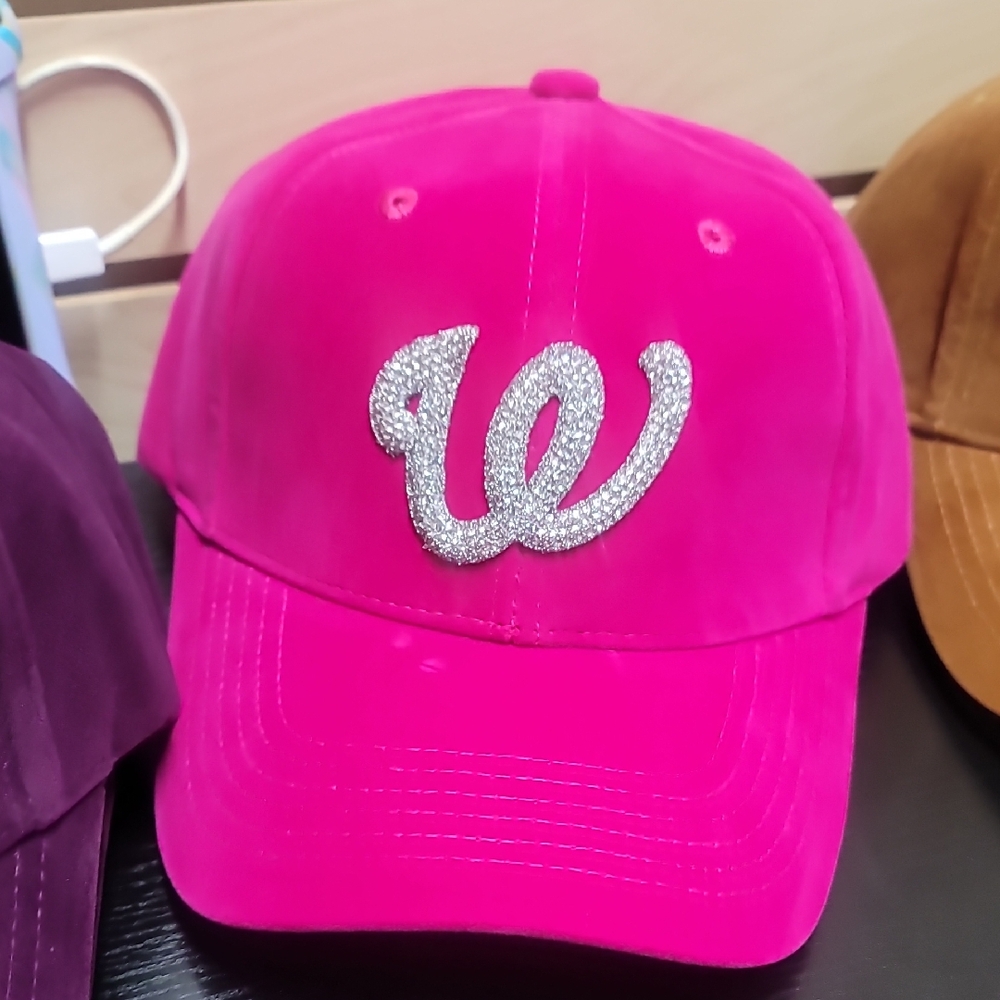 Pink Baseball Cap with Rhinestone Logo